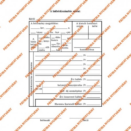 Lakbérkönyv 8 lapos füzet 100x145 mm