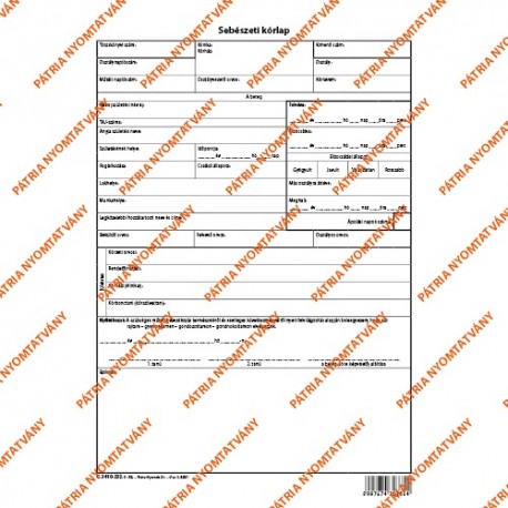 Sebészeti kórlap szabadlap A/4 négyoldalas