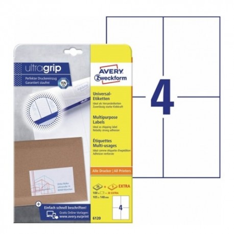 Etikett címke Avery Zweckform 105x148 mm univerzális címke 25 ív 100 db/csomag 6120
