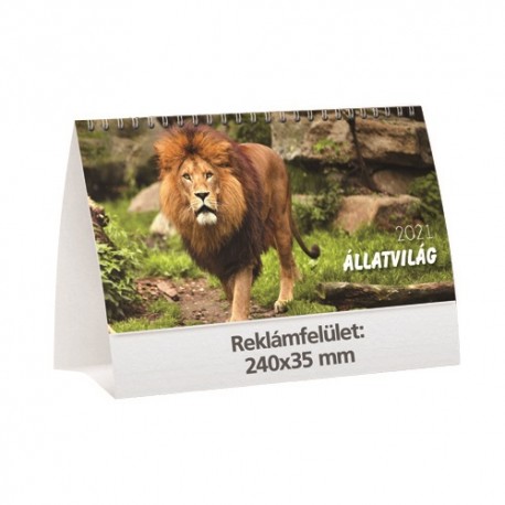 Naptár asztali TopTimer T058 képes álló papírtáblás 24x12.8 cm Állatvilág