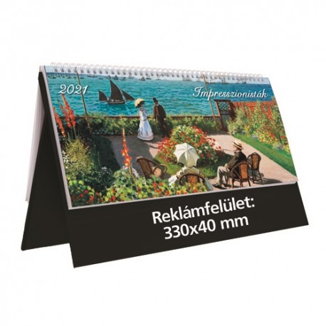 Naptár asztali Kalendart T054 képes álló műbőr táblás 32.5x15.5 cm Impresszionisták fekete
