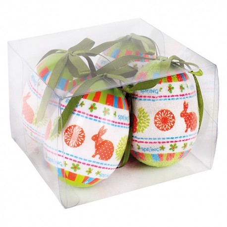 Húsvéti tojásdekoráció narancs/zöld 7,5 cm 4 db/doboz