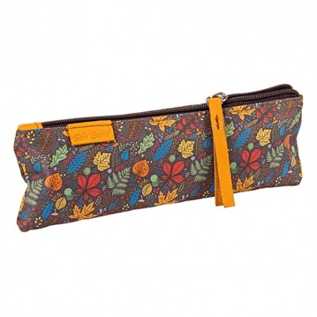 Tolltartó John Gabriel lapos szövet-sárga bőr levél mintás kicsi