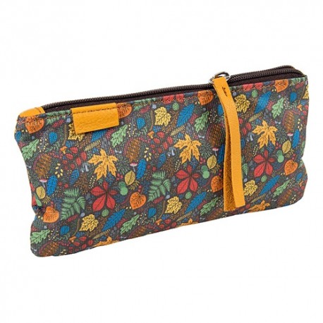 Tolltartó John Gabriel lapos szövet-sárga bőr levél mintás nagy