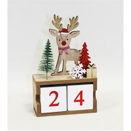 Karácsonyi öröknaptár 9x16 cm fa rénszarvas + fenyőfa