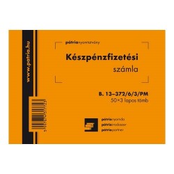 Készpénzfizetési számla 50x3 lapos tömb A/6 fekvő 2 Áfás