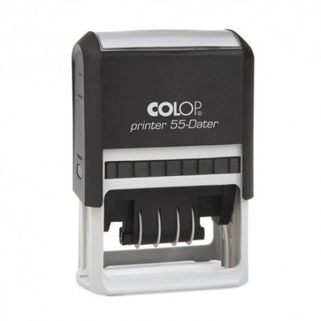 Colop Dátum+szöveg bélyegző Printer 55 Dátum fekete ház kék párnával 40x60 mm