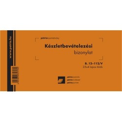 Készletbevételezési bizonylat 2 tételes 25x4 lapos tömb 203x102 mm