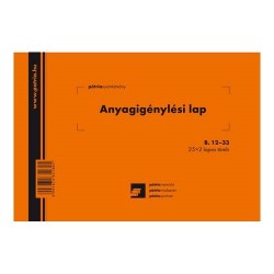 Anyagigénylési lap 8 tételes 25x2 lapos tömb A/5 fekvő