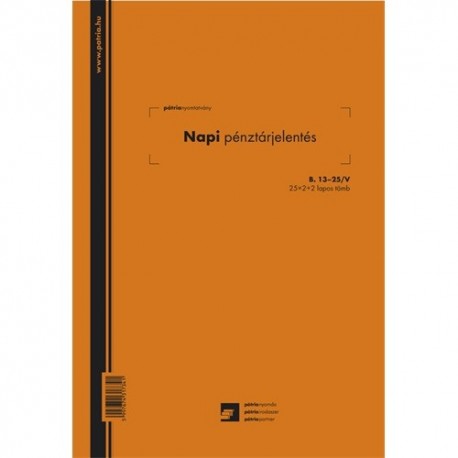 Napi pénztárjelentés 25x2+2 lapos tömb A/4 álló