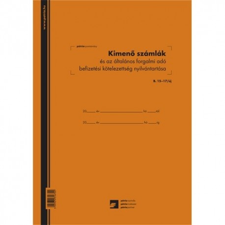 Kimenő számlák és az általános forgalmi adó befizetési kötelezettség nyilvántartó 50 lapos füzet 3 Áfás 240x340 mm