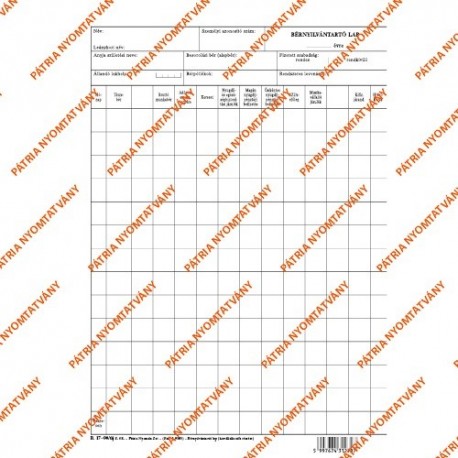 Bérnyilvántartó lap (kisvállalkozók részére) A/4 álló