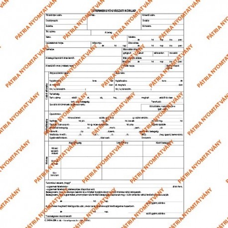 Gyermekgyógyászati kórlap szabadlap A/4 négyoldalas