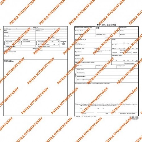 Fül- orr- gége kórlap szabadlap A/4 négyoldalas