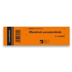 Ellenőrző sorszámtömb 100 lapos 146x40 mm sárga