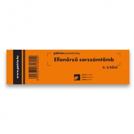 Ellenőrző sorszámtömb 100 lapos 146x40 mm zöld