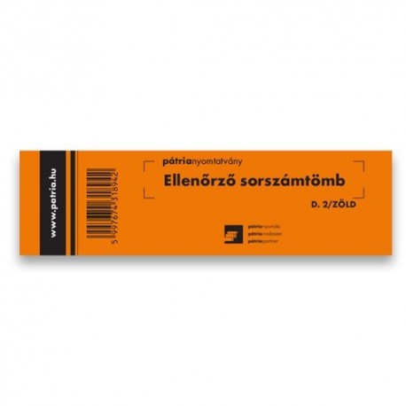 Ellenőrző sorszámtömb 100 lapos 146x40 mm zöld