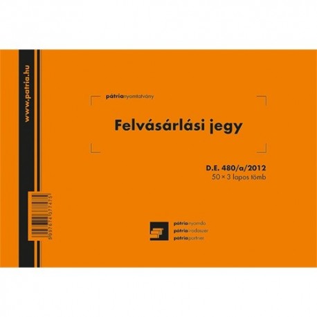 Felvásárlási jegy (mezőgazdasági termékfelvásárlás/szolgáltatás igénybevétel bizonylata) 50x3 lapos tömb A/5