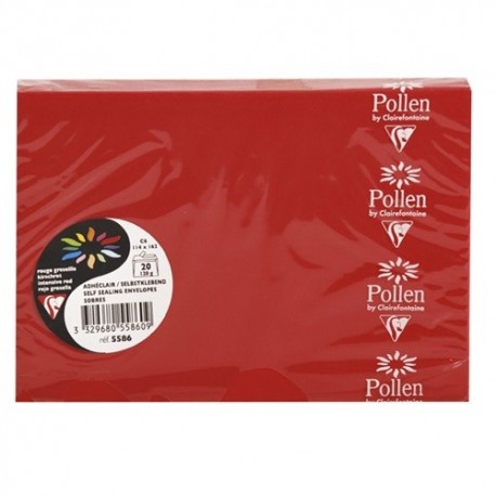 Boríték Clairefontaine Pollen LC/6 szilikonos intenzív piros