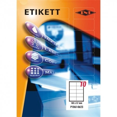 Etikett címke pd 105x57 mm szegéllyel 100 ív 1000 db/doboz