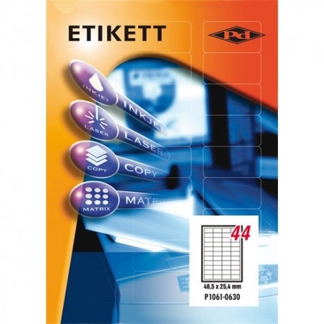 Etikett címke pd 48.5x25.4 mm szegéllyel 100 ív 4400 db/doboz