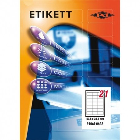 Etikett címke pd 63.5x38.1mm szegéllyel 100 ív 2100 db/doboz