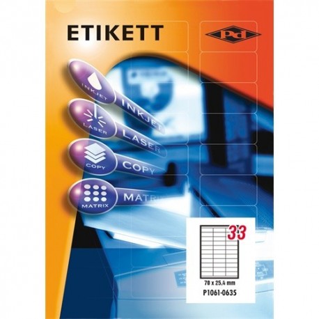 Etikett címke pd 70x25.4 mm szegéllyel 100 ív 3300 db/doboz