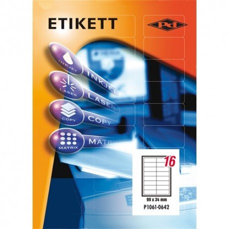 Etikett címke pd 99x34 mm szegéllyel 100 ív 1600 db/doboz