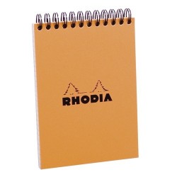 Jegyzettömb spirálos Clairefontaine Rhodia Orange A/6 80 lapos kockás