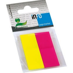 Oldaljelölő műanyag Info Notes 20x50 mm 2x25 lapos sárga/rózsaszín