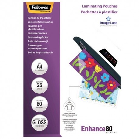 Lamináló fólia Fellowes A/4 80 mic. fényes 25 lap/csomag