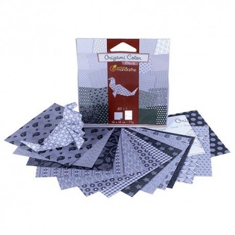 Kreatív origamipapír Clairefonatine Mandarine 12x12 cm 20 lap fekete-fehér