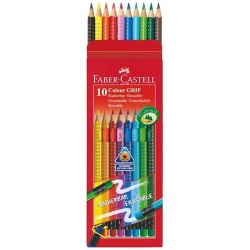 Színes ceruza Faber-Castell Grip 2001 10 db színes radírral
