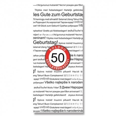 Dísztasak matt boros 12x36 cm fehér 50 éves
