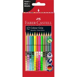 Színes ceruza Faber-Castell Grip 12 db-os klt. (pasztell,neon,metál színek)