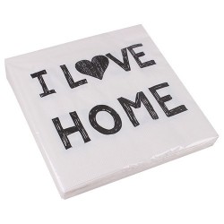 Szalvéta 33 x 33 cm 3 rétegű I love home fehér