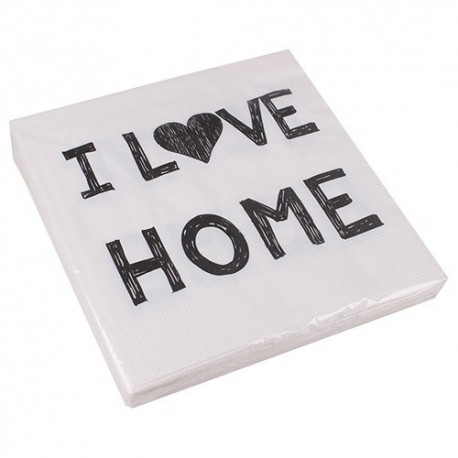 Szalvéta 33 x 33 cm 3 rétegű I love home fehér