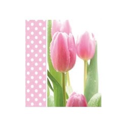 Szalvéta 33 x 33 cm 3 rétegű Rózsaszínű tulipán 20 db/csomag