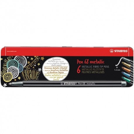 Rostirón Stabilo Pen 68 metallic 6 db-os klt. fémdobozos