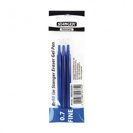 Zselés toll betét Stanger radírozható 0,7 mm kék 3 db