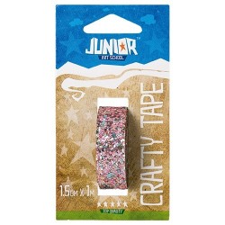 Kreatív Junior csillámos dekorszalag, világos rózsaszín, 15 mmx1 m
