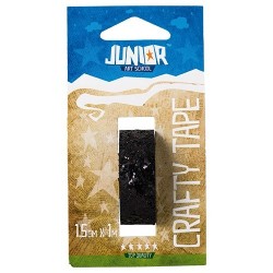 Kreatív Junior csillámos dekorszalag, fekete, 15 mmx1 m