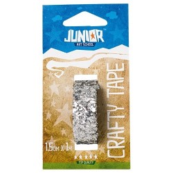 Kreatív Junior csillámos dekorszalag, ezüst, 15 mmx1 m