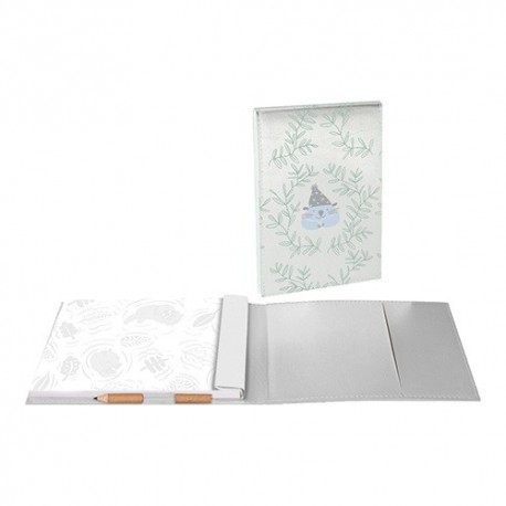 Jegyzettömb Clairefontaine Douceur 8x12 cm, 50 lapos, sima + műbőr borító ceruzatartóval