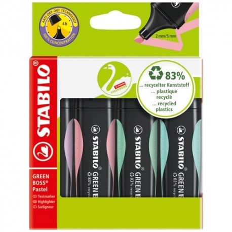 Szövegkiemelő Stabilo Green Boss Pastel klt. 4 db-os