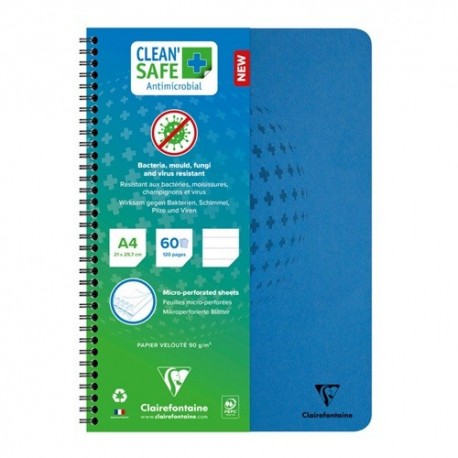 Spirálfüzet Clairefontaine Clean`Safe A/4 60 lapos vonalas antimikrobiális