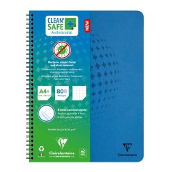 Spirálfüzet Clairefontaine Clean`Safe A/4+ 80 lapos kockás antimikrobiális