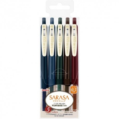 Zseléstoll Sarasa Clip VINTAGE Zebra 0,5 mm 5 db-os szett