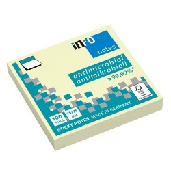 Öntapadós jegyzettömb Info Notes 75x75 mm 100 lapos antimikrobiális sárga