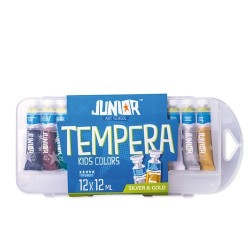Tempera Junior 12 x 12 ml kemény dobozos ecsettartóval